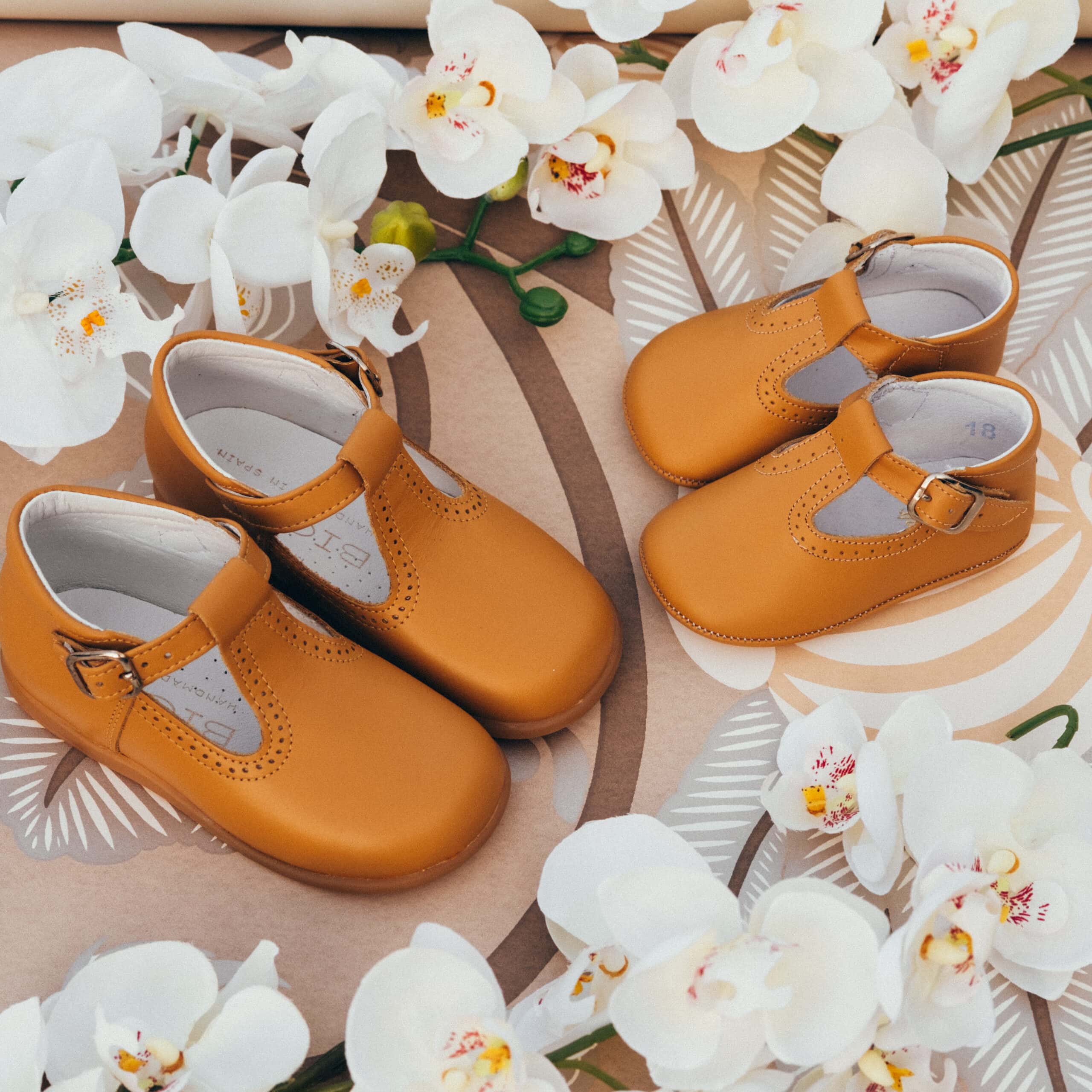 Zapatos pepitos piel camel Biguel