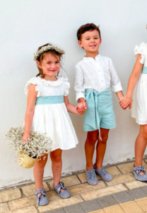 Bailarinas de ante con lazo de raso zapatos para ceremonia para bebe y niñas de arras fabricados en España BIGUEL
