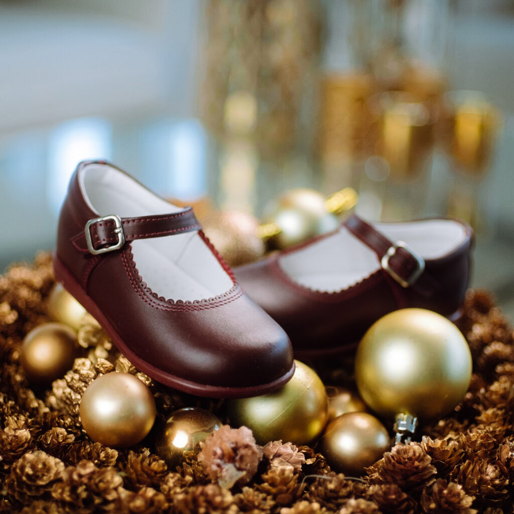 Zapatos Niña Merceditas Piel Burdeos Biguel