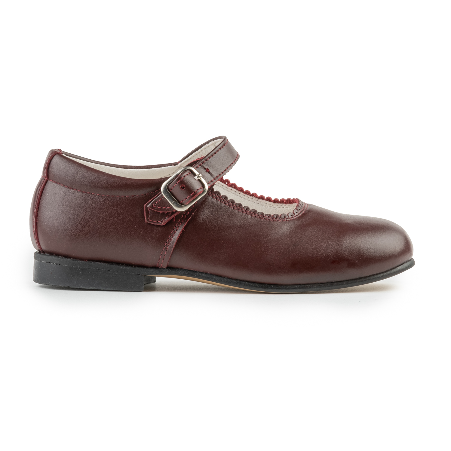 Zapatos Niña Merceditas Piel Burdeos Biguel