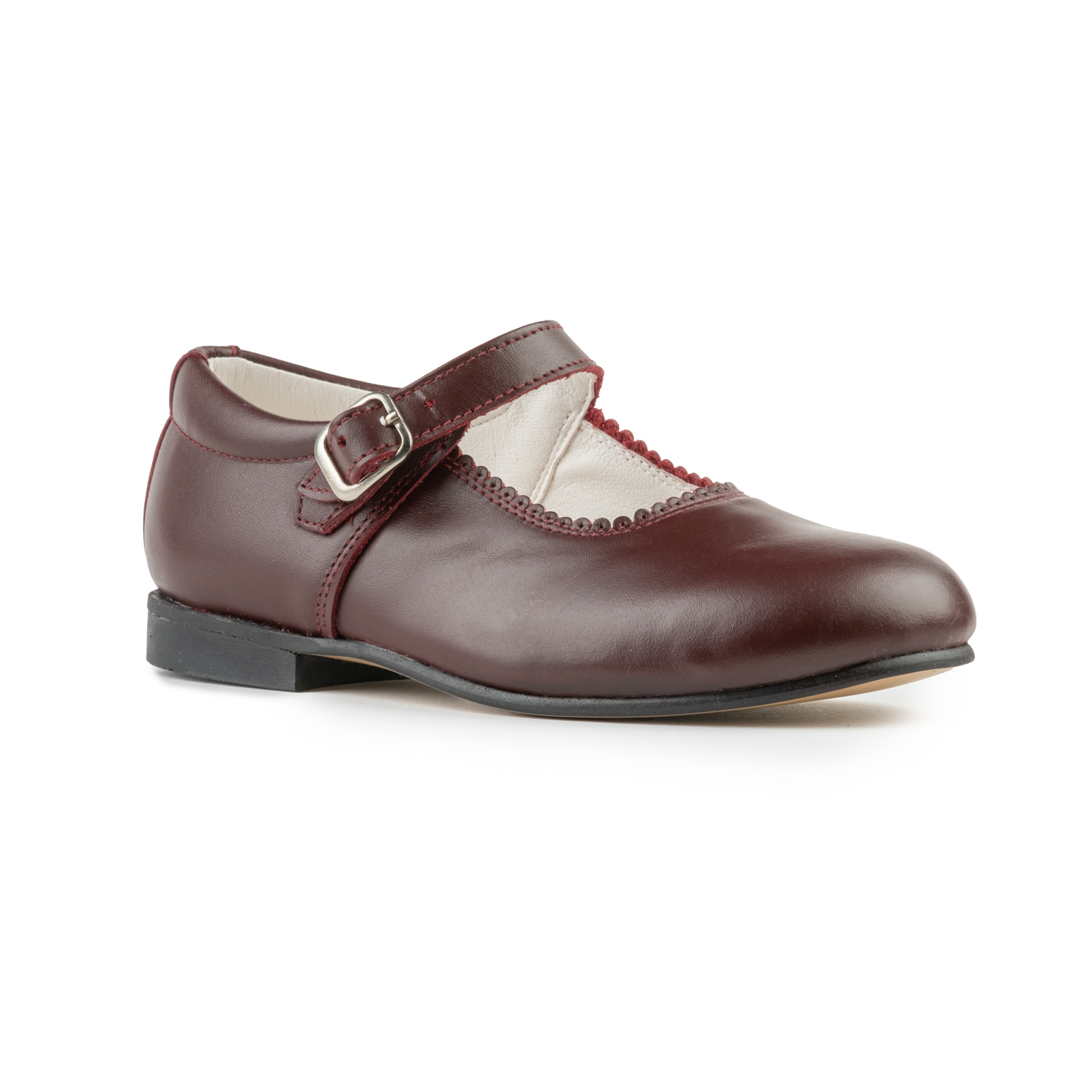 Zapatos Niña Merceditas Piel Burdeos Biguel