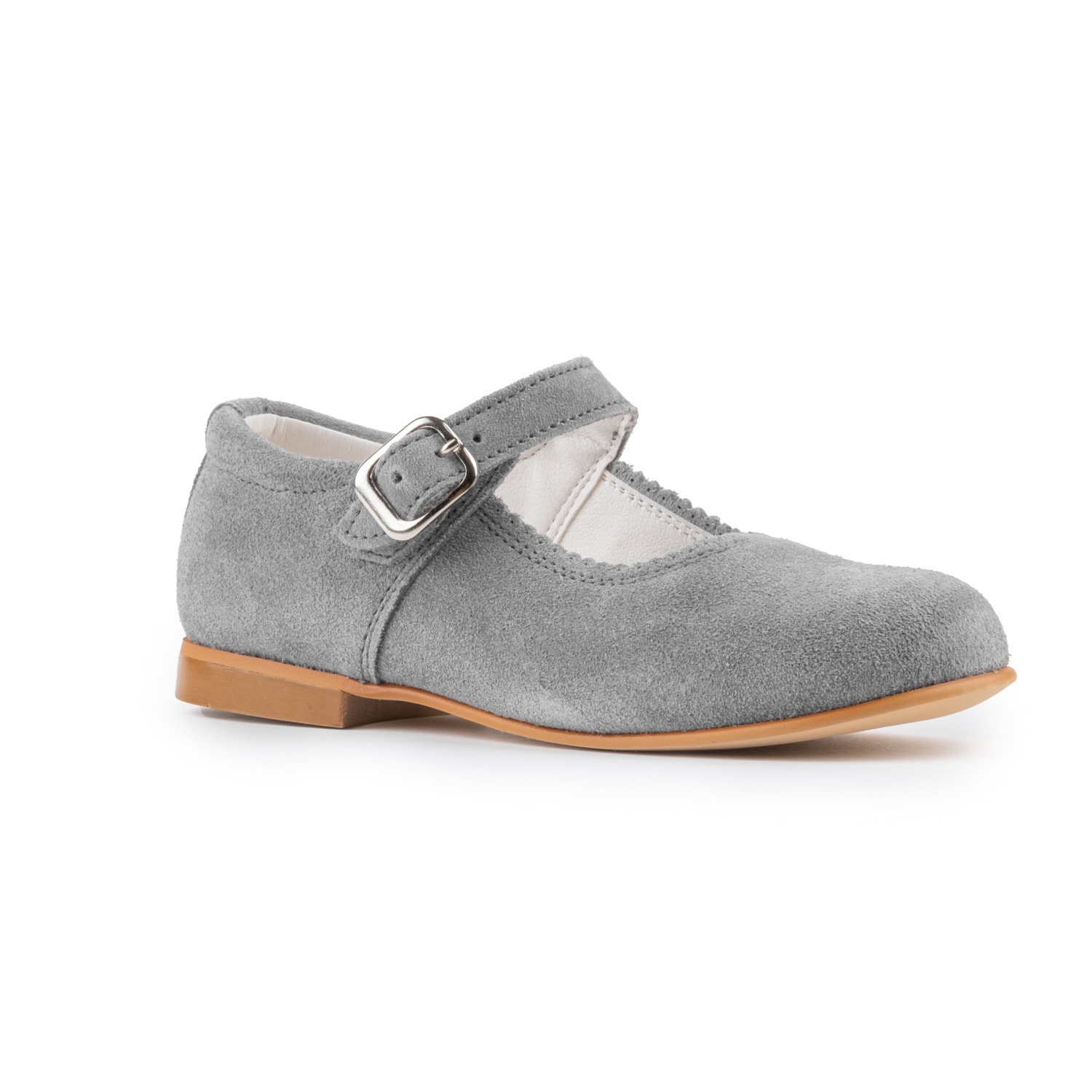 Zapatos niña merceditas ante gris Biguel