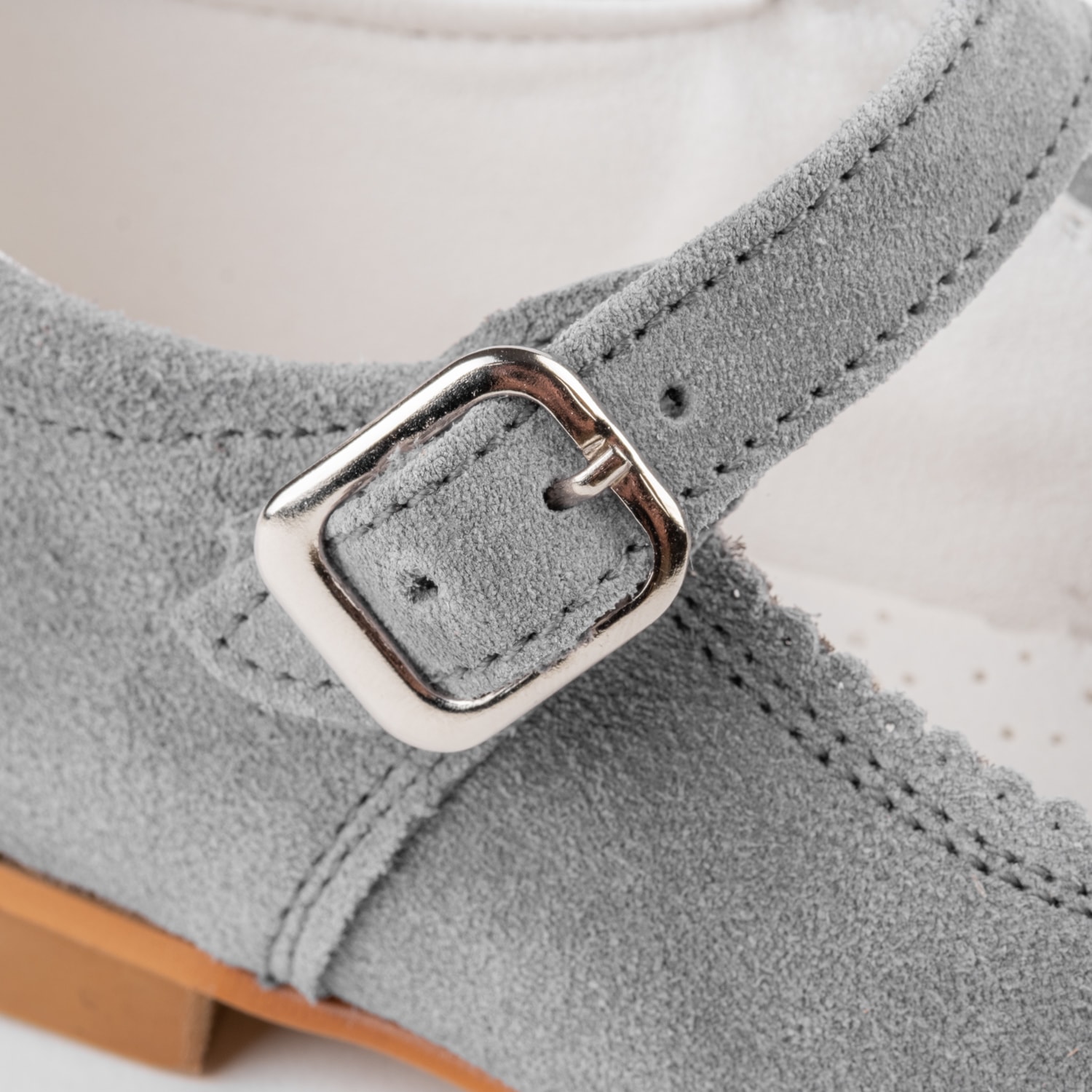 Zapatos niña merceditas ante gris Biguel
