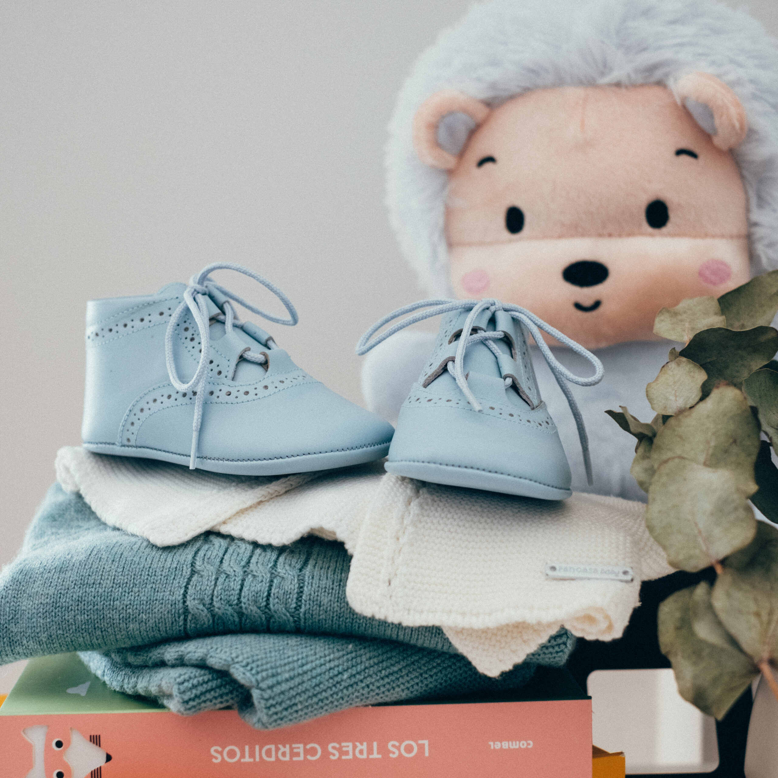 Botas Bebe sin suela Cordones Azul Celeste