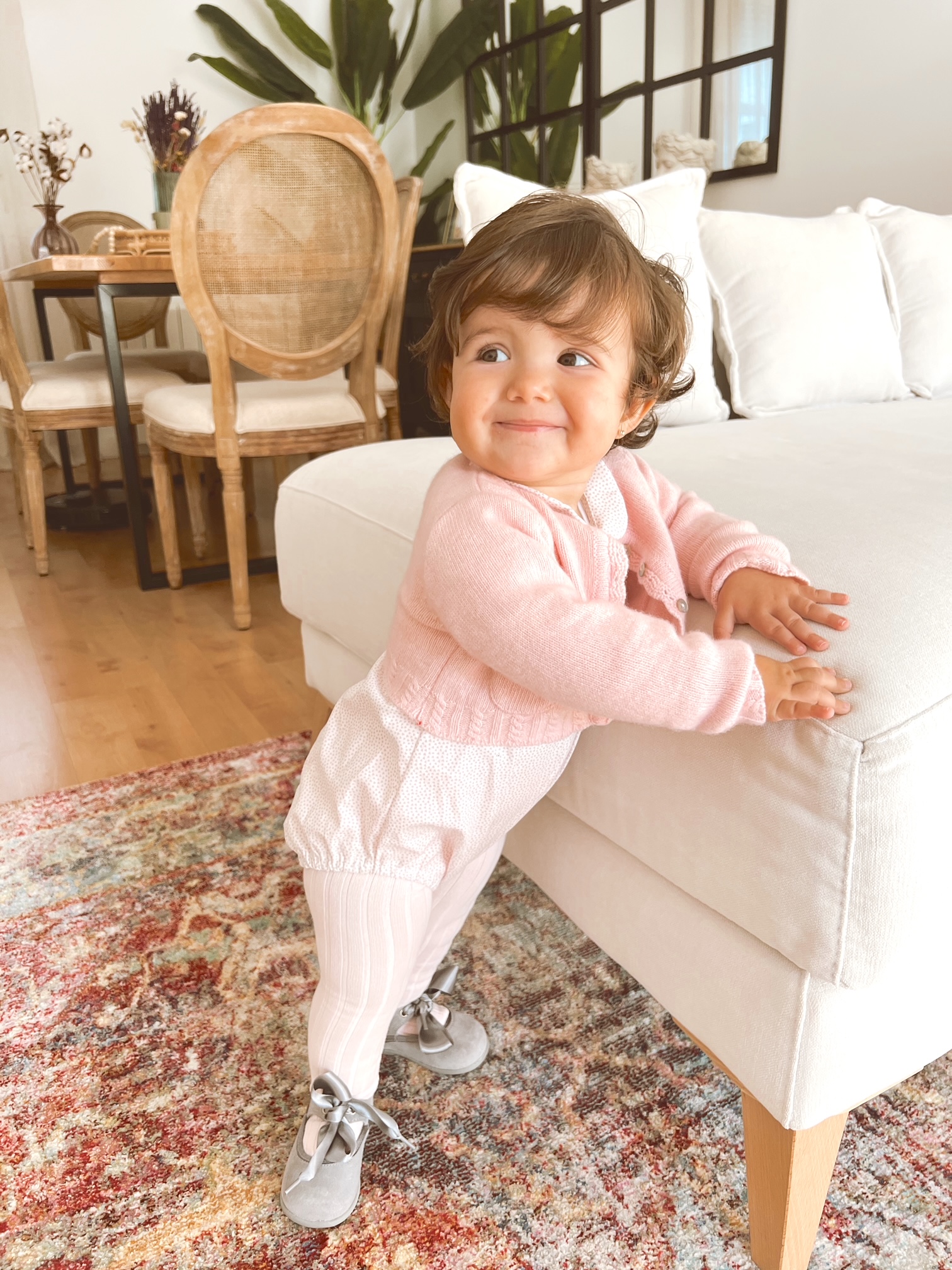 Zapatos bailarina niña ante con lazo gris Biguel