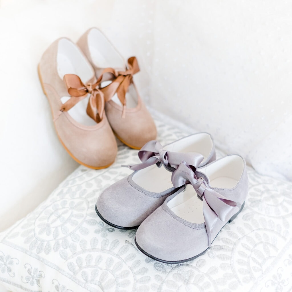 Zapatos bailarina niña ate lazo raso Beige Biguel