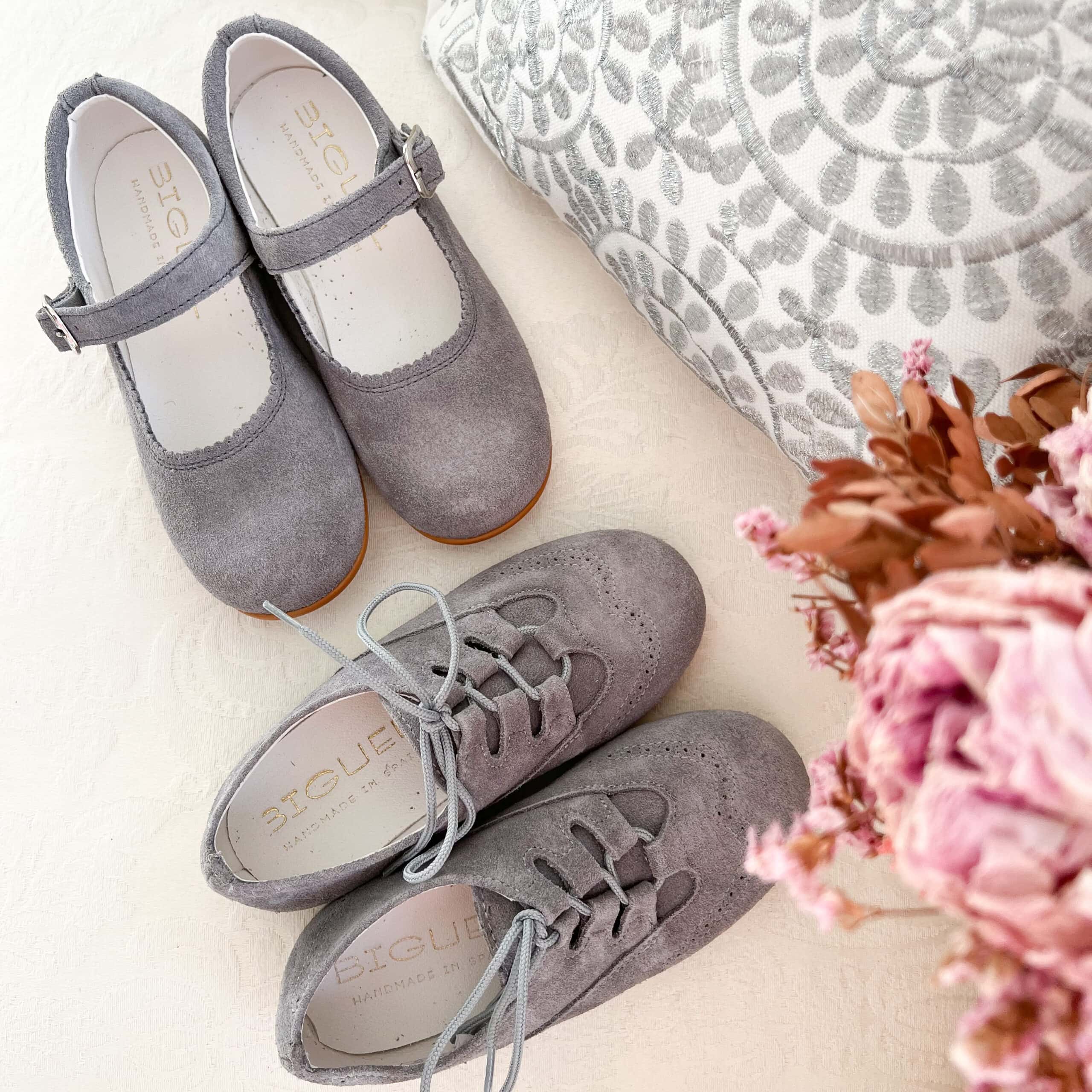 Zapatos niños merceditas inglesitas ante gris Biguel