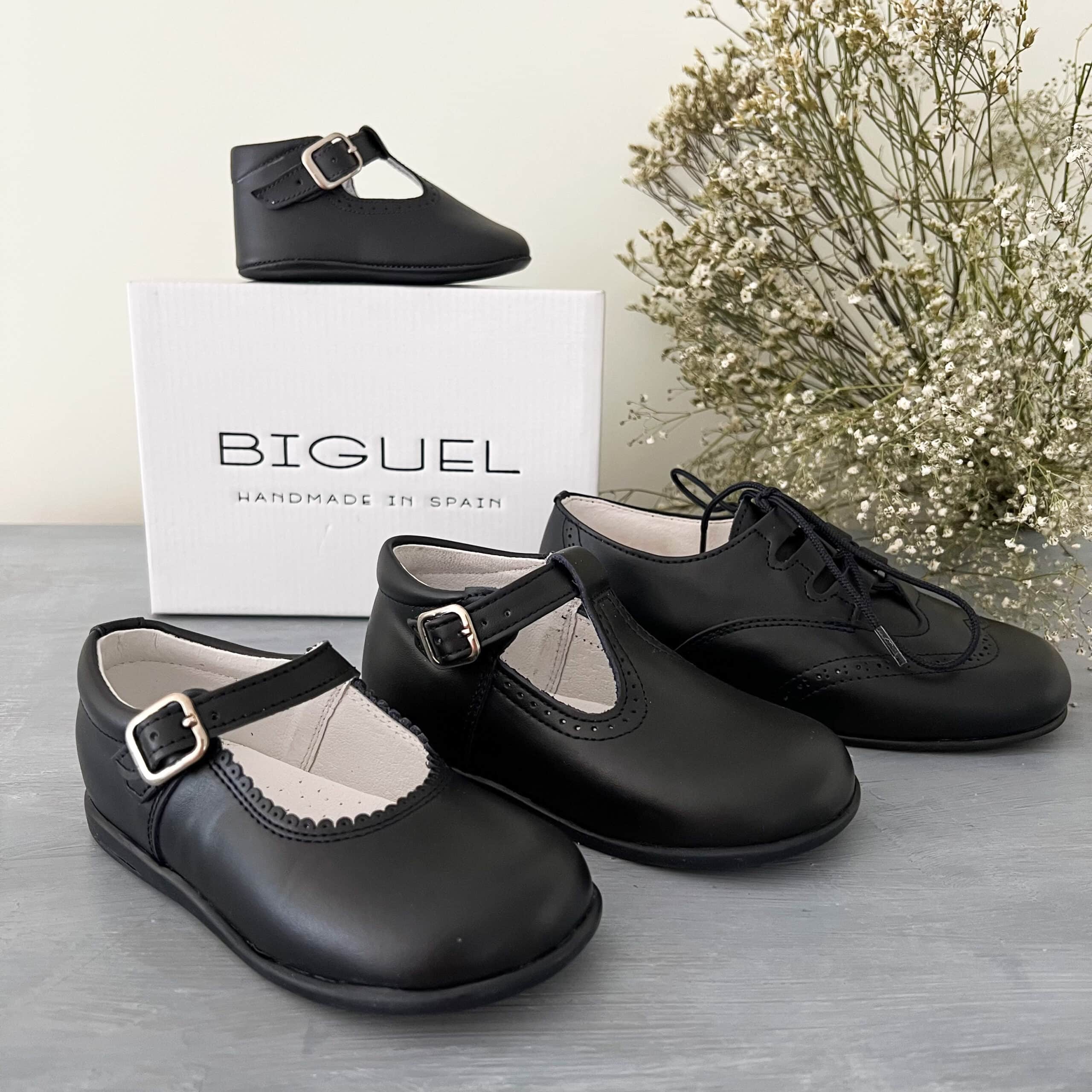 Zapatos niños piel azul marino inglesitos pepitos merceditas Biguel