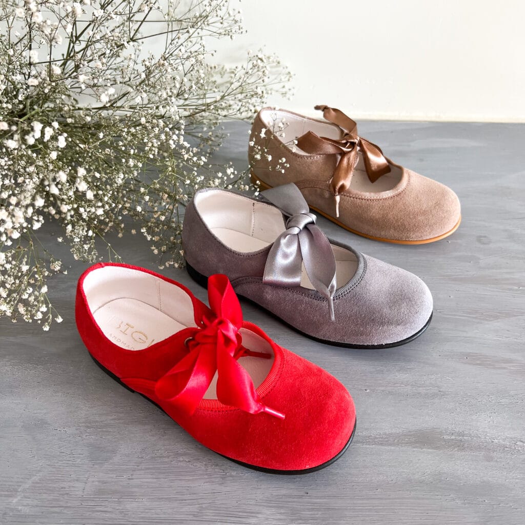 Bailarinas con lazo Biguel zapatos para ni&ntilde;a de piel fabricados en Espa&ntilde;a